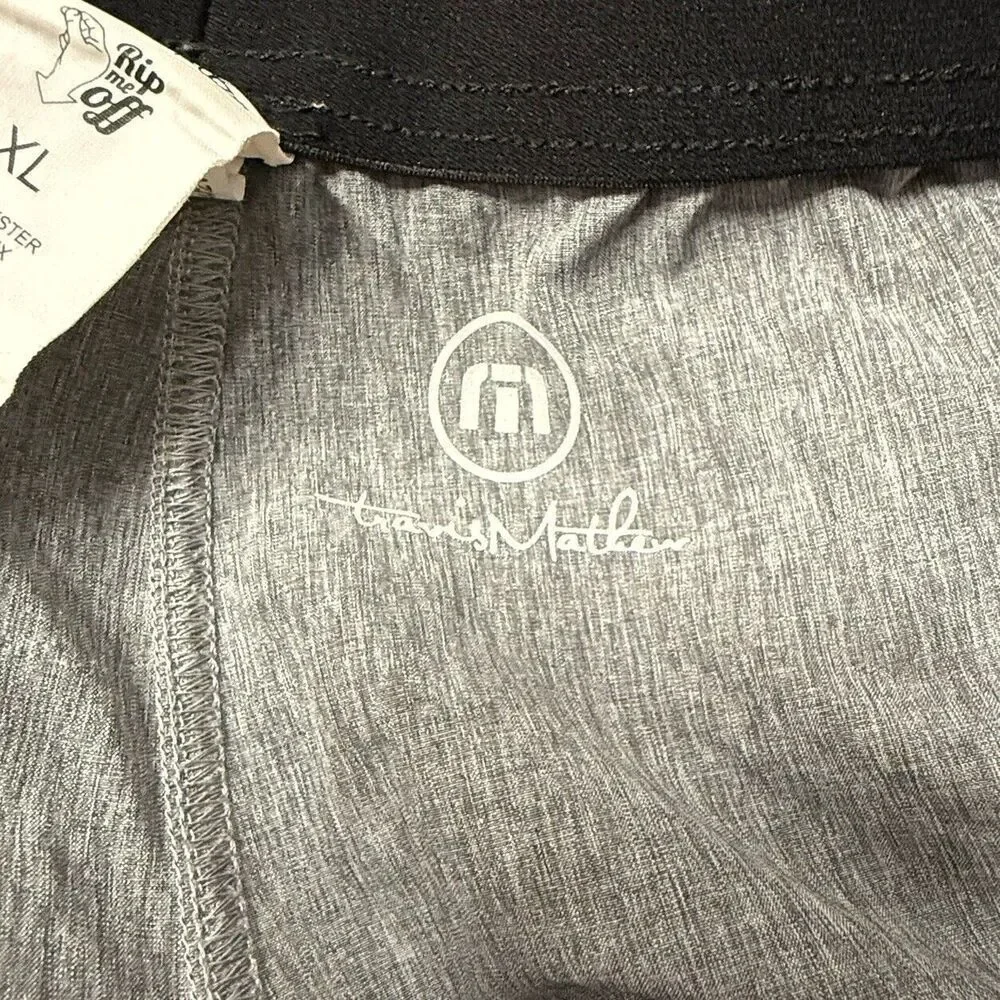 Travis Matthew Men’s Size XL Breakwater Shorts 8” Grey‎ Black Leaf Pattern